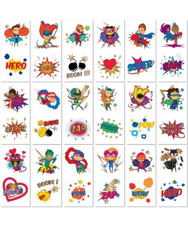 PapaKit Superheroes 36 Temporary Fake Tattoo Set  18 Individually Wrapped Sheets | Kids Girls & Boys Birthday Party Favor Gift Supply  Non-Toxic Food Grade Ingredients Safe Removable - Buy Online on GoSupps.com