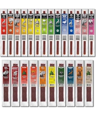Buffalo Bob's Wild Game Meat Snacks (24 pack) - Ultimate Exotic Jerky Gift Box Stocking Stuffer Gifts for Men Gift Baskets Advent Calendar Mystery Box Anniversary Gifts 24 Pack + Gift Box - Buy Online on GoSupps.com