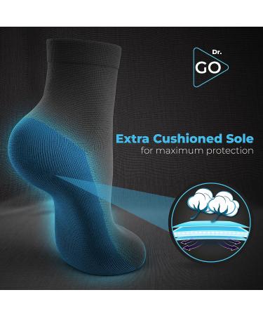 Dr. GO Ultra-Soft Neuropathy Socks for Men - Seamless Diabetic Socks, Non-Binding Top, Cushioned Sole - 4 Pairs, Black, Size 6-9 - Buy Online on GoSupps.com
