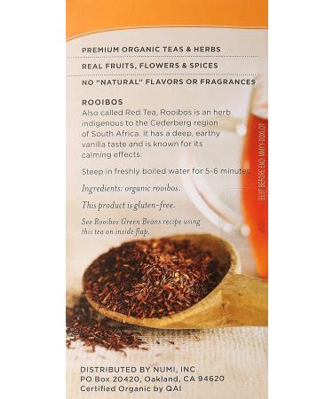 Numi Organic Red Mellow Bush Rooibos Herbal Tea - 18 Count - Buy Online on GoSupps.com