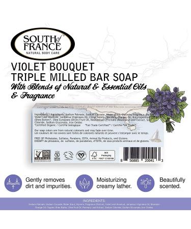 Violet Bouquet Bar Soap | South of France | Vegan Triple-Milled with Organic Shea Butter & Essential Oils | 6 oz - Buy Online on GoSupps.com
