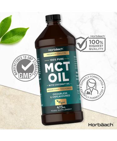 MCT Oil C8 & C10 | 2 Pack x 473ml | Premium Keto Food Supplement | with Coconut Oil | Odourless & Unflavoured | Vegetarian & Vegan Friendly | by Horbaach - Buy Online on GoSupps.com