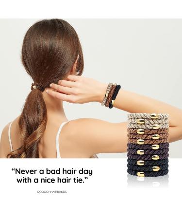 Qooocy Hair Tie Bracelets - 12Pcs Strong Stretchy Hair Ties for Women & Girls - No Slip Ponytail Holders for Thick Hair - Braided Hair Bands - Buy Online on GoSupps.com