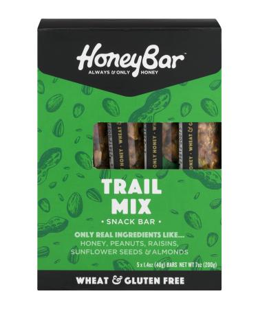 HoneyBar Snack Bar, Trail Mix, Gluten-Free, Non-GMO, Vegetarian, 1.4 oz bar, 5 count Trail Mix Pack of 5