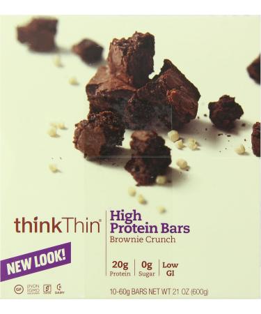 ThinkThin High Protein Bar - Brownie Crunch 10 Count | 60g Protein Bars for Energy & Nutrition - Buy Online on GoSupps.com