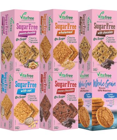 Vitafree Cookies Biscuits Sample Set 6 Different Varieties without Sugar 1180g from Greece
