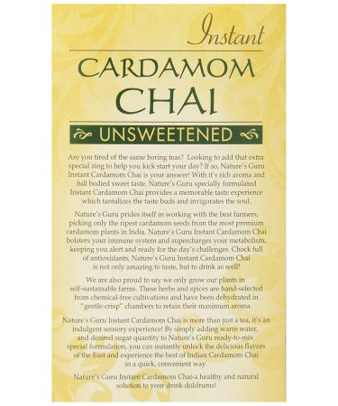 Nature's Guru Instant Cardamom Chai Tea Drink Mix Unsweetened 10 Count - On-the-Go Packets, 5.64 oz - Buy Online on GoSupps.com
