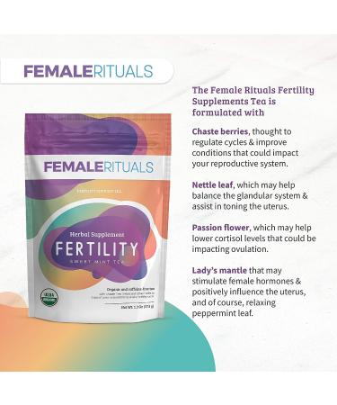 Female Rituals Organic Peppermint Fertility Tea - 30 Cups/15 Sachets - Herbal Blend for Female Fertility Boost - Sweet Mint Flavor - Buy Online on GoSupps.com