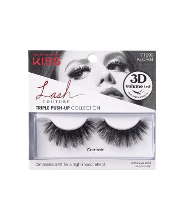 KISS Lash Couture Triple Push Up Collection 3D Volume False Eyelashes with Triple Design Technology Multi-Angles & Lengths Reusable Style 'Camisole' 1 Pair Fake Eyelashes