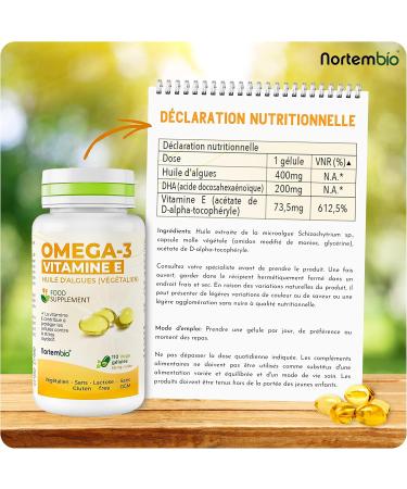 Nortembio Omega 3 (DHA) and Vitamin E. Food Supplement. 110 Tablets. Contributes to the Normal Functioning of the Heart and Brain. Promotes the Maintenance of Vision. Immune Booster. - Buy Online on GoSupps.com