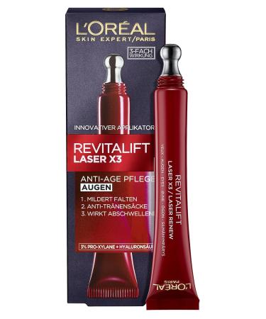 L'Or al Paris Revitalift Laser X3 Eye Care - Anti-Aging Eye Cream with Hyaluronic Acid (15ml Pack of 3) - International Shipping Available - Buy Online on GoSupps.com