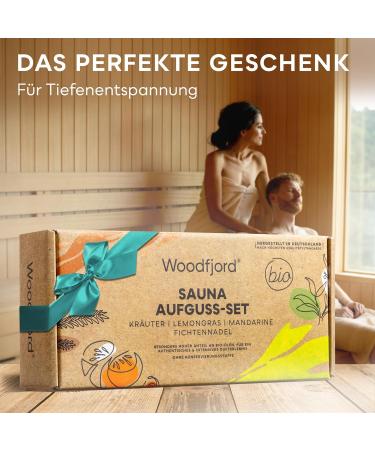 Woodfjord Sauna Infusion Set - Bio Natur | 4 Organic Sauna Fragrances & Oils Hygrometer Thermometer | Authentic Sauna Experience - Buy Online on GoSupps.com