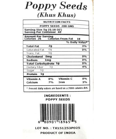 Rani White Poppy Seeds Whole (Khus Khus) Spice 7oz (200g) Natural | Vegan | Gluten Friendly | Non-GMO | Indian Origin POLY BAG 7oz (200g) - Bag - Buy Online on GoSupps.com