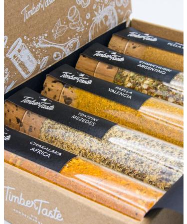 Timber Taste 5 Spices Set | Unique Global Spice Gifts for Him & Her | Unusual Birthday Gifts for Adults | Spice World Tour Gift Set - Buy Online on GoSupps.com
