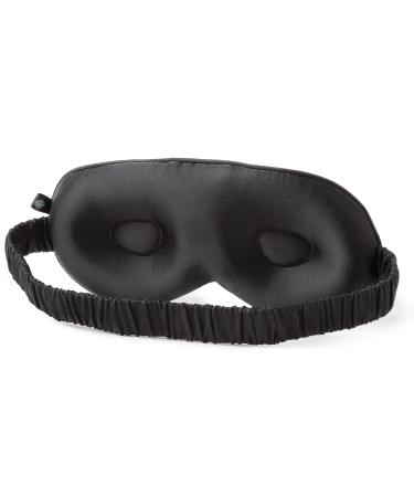 Fishers Finery 25 Momme 100% Organic Mulberry Silk 3D Sleep Mask - Contoured Blackout Eye Mask - Soft Comfortable on Skin Lash Extension Friendly - New and Improved Style (Black)