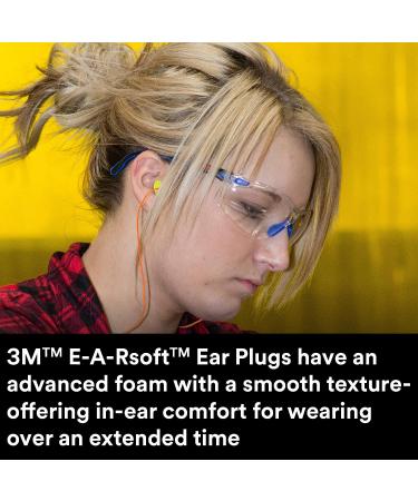 3M E-A-Rsoft Yellow Neon Blasts Ear Plugs 100/Box - Corded Disposable Foam NRR 33 - Ideal for Drilling, Grinding, Machining, Sawing, Sanding, and Welding - Buy Online on GoSupps.com