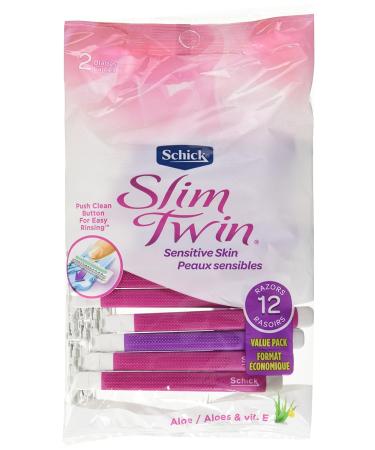Schick Slim Twin ST 2 Disposable Razors for Women - Sensitive Skin - 12 Count - Buy Online on GoSupps.com