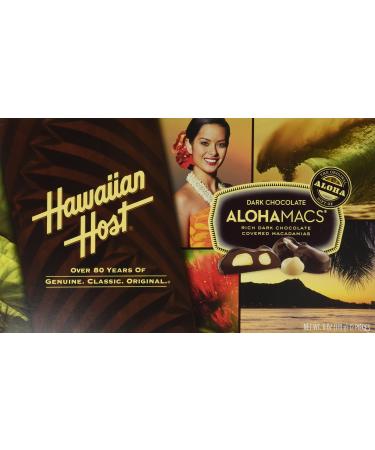 Hawaiian Host Alohamacs Dark Chocolate Covered Macadamia Nuts (1 Box) 12 Count (Pack of 1)