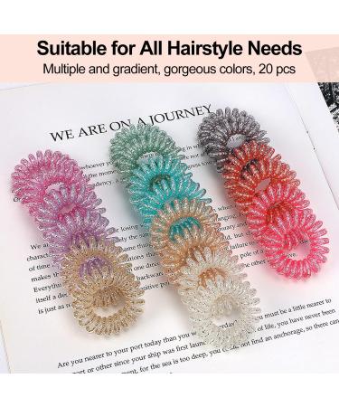 JessLab Spiral Hair Ties 20 Pcs - No Crease Ponytail Holders & Bracelets for Girls and Women - Steel Beaded - Traceless Phone Cord Design - Buy Online on GoSupps.com