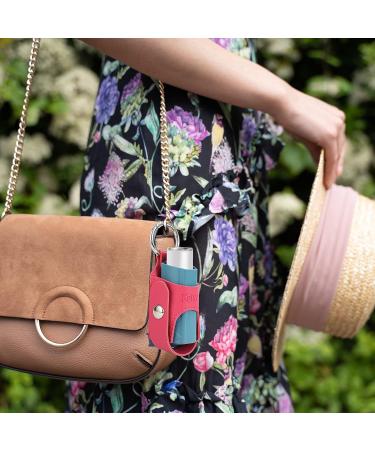 Asthma Inhaler Holder - PU Leather Travel Case for L-Shaped Inhalers (Rose Red) - Durable & Stylish Carrying Solution - Buy Online on GoSupps.com