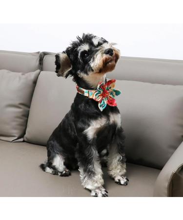 Unique Style Paws Flower Dog Collar | Colorful Adjustable Cotton Collar for Boys & Girls | Metal Buckle | Medium Size for Dogs - Orange & Pink Flowers - Buy Online on GoSupps.com