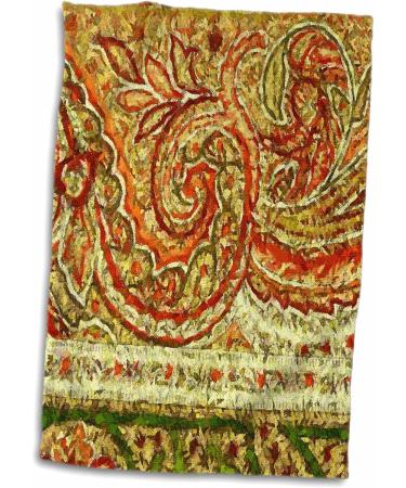 3D Rose Red Cream Olive Green Paisley Towel - 15 x 22 | TWL_34987_1 - Buy Online on GoSupps.com