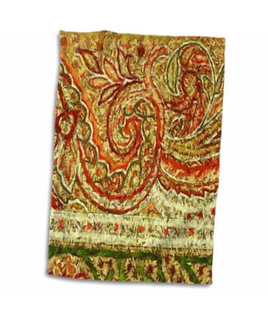 3D Rose Red Cream Olive Green Paisley TWL_34987_1 Towel  15 x 22