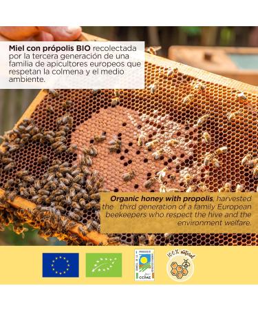 Honey with organic propolis x 400 gr. Propolis with floral aroma. Bee honey with a thousand flowers with propolis that improves defenses and has protective properties. - Buy Online on GoSupps.com