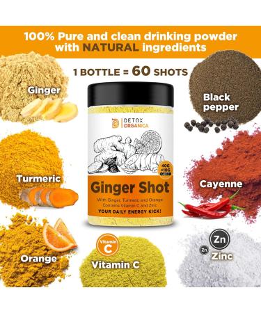 Ginger Shot with Vitamin C and Zinc - 60 Turmeric and Orange Infused Shots - Buy Online on GoSupps.com