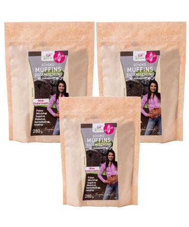 Three-pack baking mix for healthy chocolate muffins or cake |Gluten -free and lactose -free |3x 280g |Paleo |Without preservatives and dyes |Szafi Reform