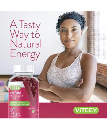 Beet Root Gummies with Magnesium & Vitamin C | Circulation & Blood Pressure Support | Energy & Immune Boost | Berry Beet Flavor - 60 Count - Buy Online on GoSupps.com