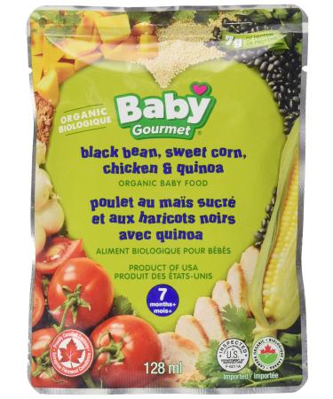 Baby Gourmet Organic Meals - Black Bean Chicken & Quinoa - Non-GMO BPA-Free No Added Sugar Or Salt No Fillers Or Thickeners 128ml - 16 Pack Chicken & Black Bean
