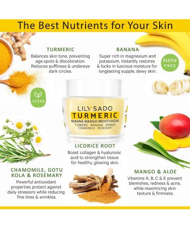 LILY SADO Turmeric Banana Mango Face Moisturizer - Vegan Anti-Aging Cream with Chamomile & Rosemary for Wrinkles - Nutritious Daily Facial Lotion - Buy Online on GoSupps.com
