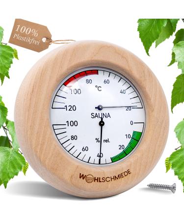 Well -made sauna thermometer hygrometer analogous to wood (birch) - noble sauna accessories set with 2in1 Well -being function - precise temperature and air humidity meter for the sauna birch i thermo -hygrometer - Buy Online on GoSupps.com