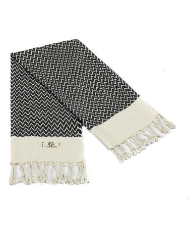 Madamelique Exclusive Hand Towels Set of 2 - 18 x 40 Inches - 100% Pure Cotton - Versatile Peshtemal Towel for Bathroom, Kitchen, and Yoga - Black - Buy Online on GoSupps.com