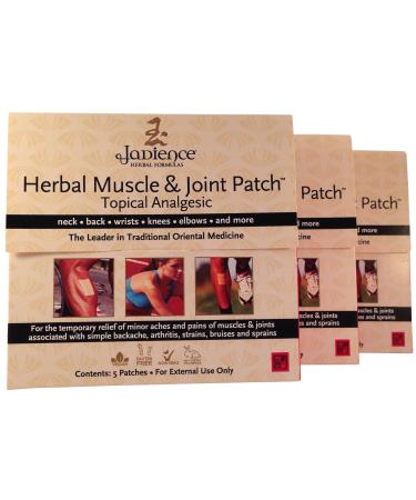JADIENCE 3 Pack Muscle & Joint Pain Relief Patch: 5 per Box | Dit Da Jow | Relieves Sore Neck Back Shoulders Arms Hands Wrists Hips Legs Knees Feet | 100% Natural Analgesic | Hypoallergenic 15 Patch / Pack