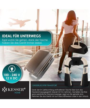 Kesser Neck Massage Device | Shiatsu Heat Massage for Neck Back & Shoulders | 3D Portable Relief in Beige/Black - Buy Online on GoSupps.com