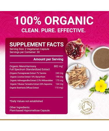 Organic Certified Menopause Tablets - Natural Hormone Balance Support | Perimenopause & Menopause Supplements | 60 Vegan Capsules - Buy Online on GoSupps.com