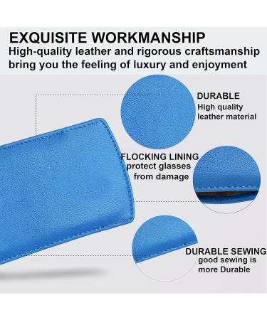 ALLEN & MATE Genuine Leather Glasses Case - Slim Soft Eyeglass Cover & Cleaning Cloth - Premium Blue Style for Optimal Eye Care - Buy Online on GoSupps.com
