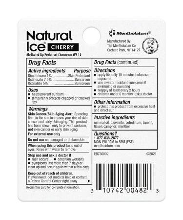 Mentholatum Natural Ice Lip Balm - Cherry  - 0.15 Oz. - Buy Online on GoSupps.com