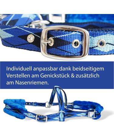 Premium Blue Horse Halter - Fur Lined Available in XFull Pony Cob Warmblood Sizes | Durable & Stylish - Buy Online on GoSupps.com