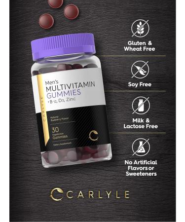 Carlyle Men's Multivitamin Gummies - 30 Count | Blueberry Flavor | B12, D3, Zinc | Vegetarian Supplement - Buy Online on GoSupps.com