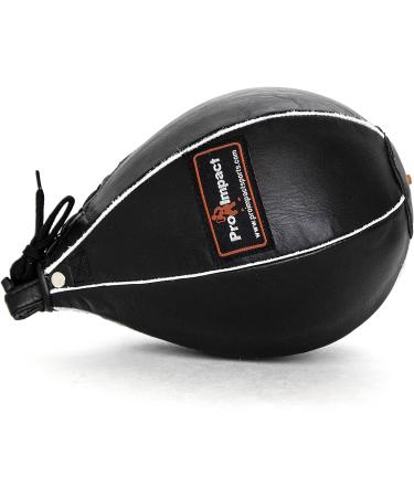 Pro Impact Leather Speed Bag | Pear Shaped for Boxing, MMA & Muay Thai Training | Doorway Hanging or Ceiling | Boxer Accuracy Workout | Punching Trainer - Black XS (5x7) - Buy Online on GoSupps.com