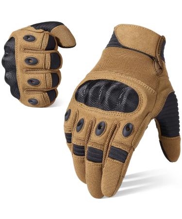 wtactful Touch Screen Airsoft Full Finger Gloves for Motorcycle Cycling Motorbike ATV Hunting Hiking Riding Camping Work Sports Gloves Brown Large