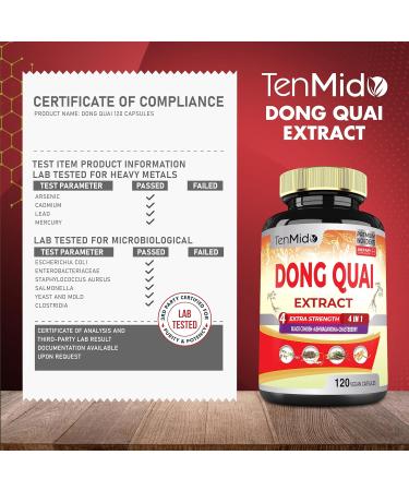 Tenmido Dong Quai Supplement Extract Capsules 4 Months Supply with Black Cohosh Chasteberry Ashwagandha - 120 Vegan Capsules - Buy Online on GoSupps.com