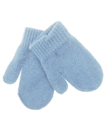 Cute Baby Girls Boys Unisex Gender Neutral Toddler Babies Childrens Kids Accessories Essentials School Warm Winter Knit Knitted Magic Stay On Mitts Outdoor Autumn Shower Christmas Gift Fluffy Mittens Gloves 0 3 6 Months Blue