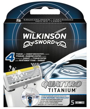 Wilkinson Sword Quattro Titanium Core Motion Razor Blades for Men's Shavers 5 Pieces 5 pieces (1 pack)