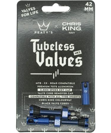 Peaty's x Chris King (MK2) Tubeless Valves - 42mm Navy | Bike Tyre Valves - Buy Online on GoSupps.com