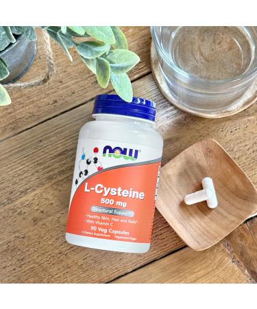 Now Supplements L-Cysteine 500 mg 90 Veg Capsules - Healthy Skin Hair and Nails* with Vitamin C - Buy Online on GoSupps.com