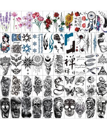 62 Sheets Halloween Temporary Tattoos for Men and Women - Fake Body Art Stickers - Skull Skeleton Designs - Cosplay Accessories - Buy Online on GoSupps.com